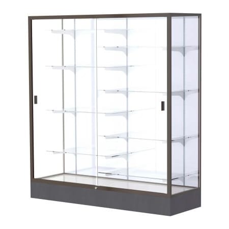 Waddell Display Case Of Ghent Colossus Floor Case, White Back, Dark Bronze Frame, 60"L x 66"H x 20"D 2605-WB-BZ